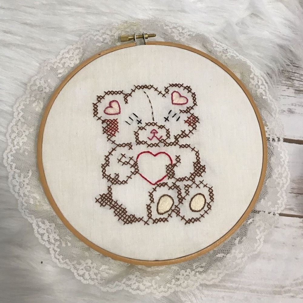 Hand Crafted Teddy Bear Embroidery Wall Decor‎